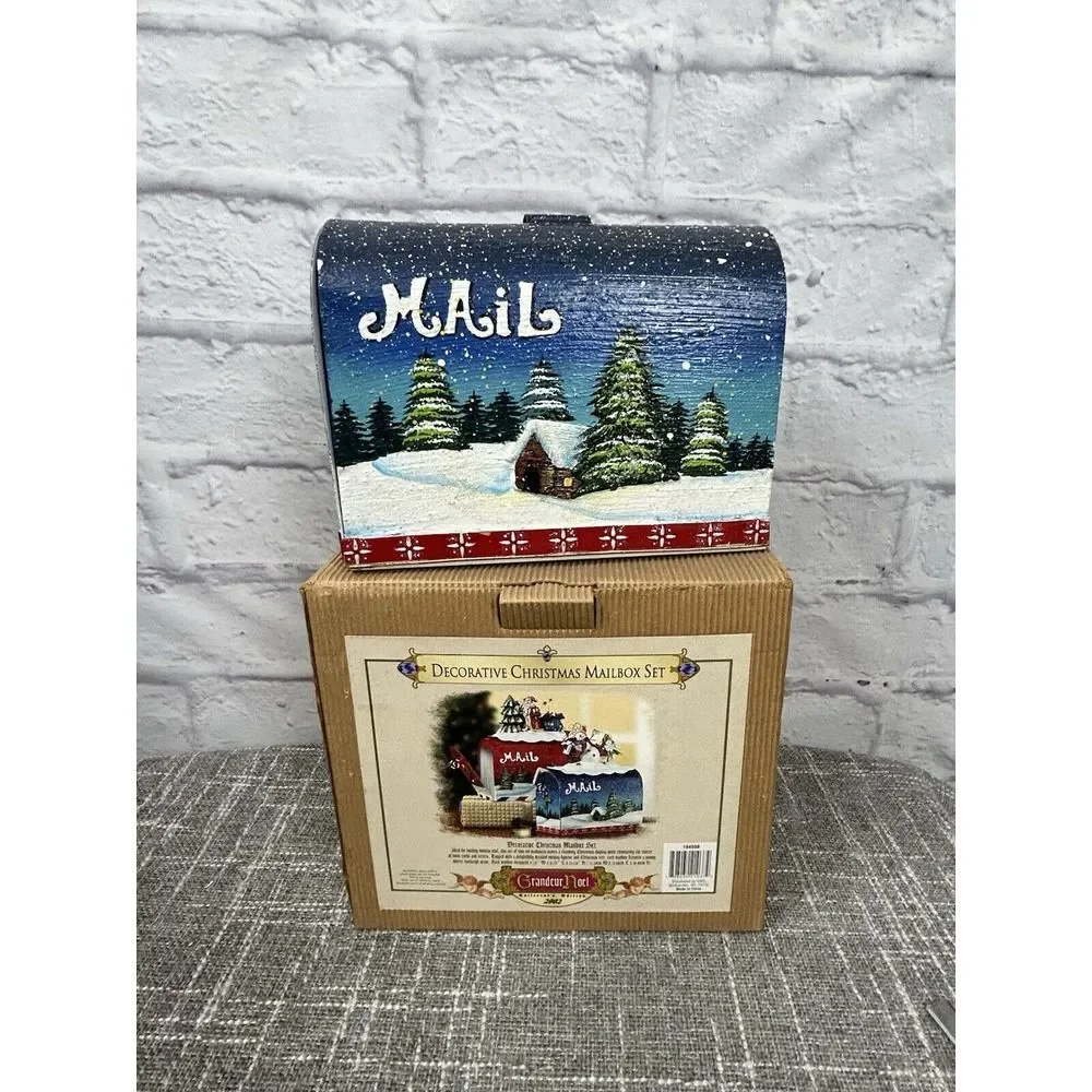 Grandeur Noel Mailbox Christmas 2002 Vintage Painted Snowman‎ Topper w Box